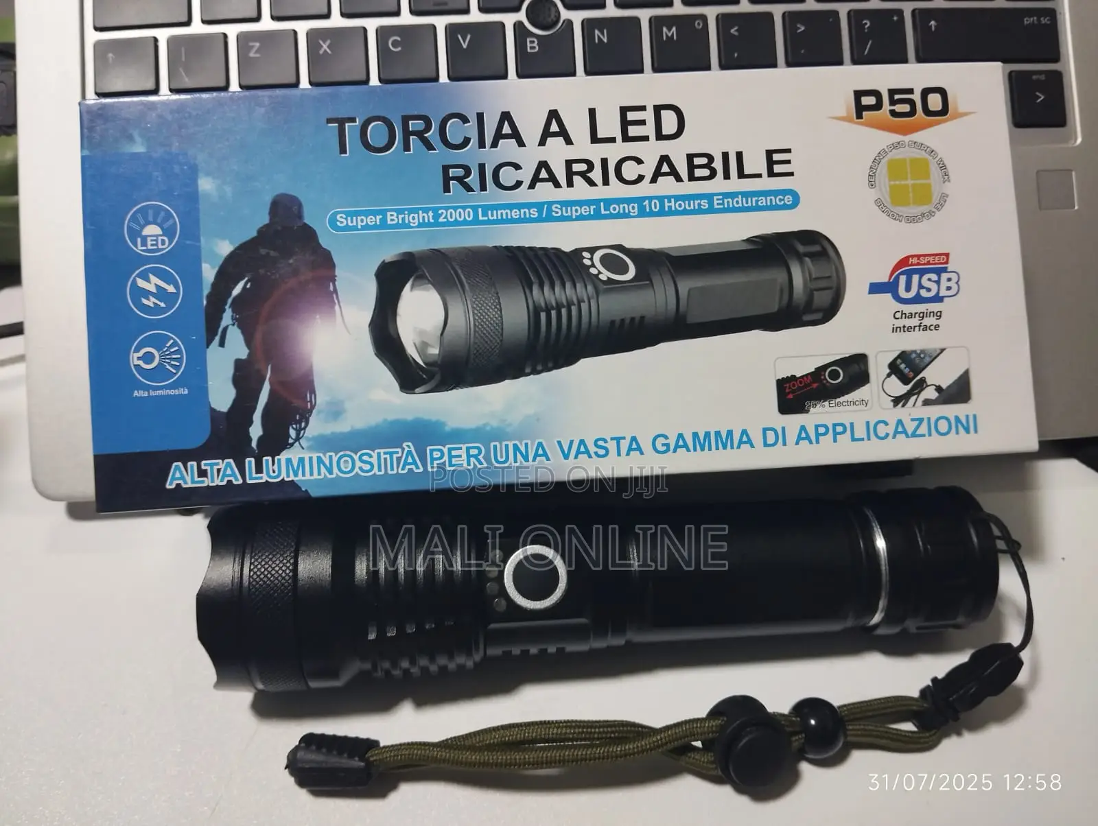 P50 Rechargeable Led Flashlight 2700lm Zoomable Torch Tactical Light