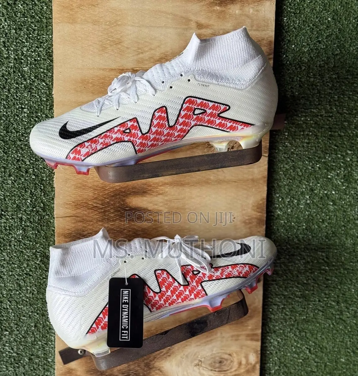 White and Red "Air" Nike Mercurial Soccer Cleats