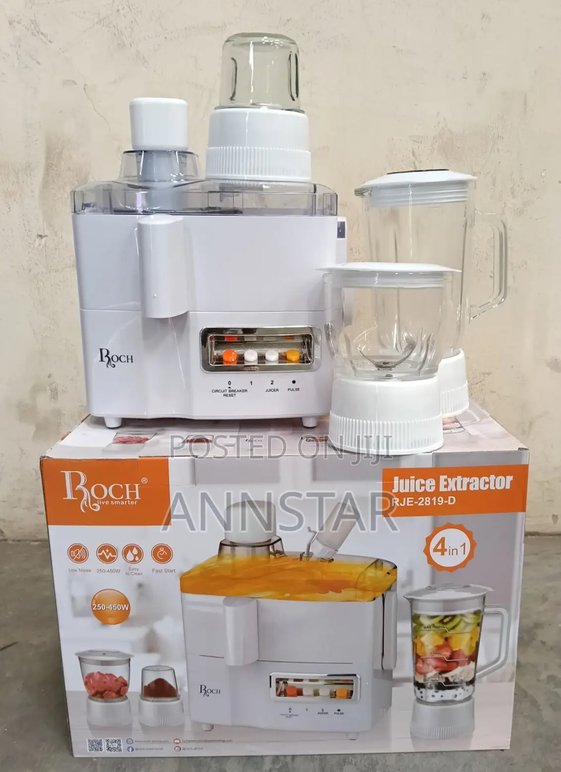 Roch 4 in 1 Juicer -Blender-Grinder and Mill Food Proceser