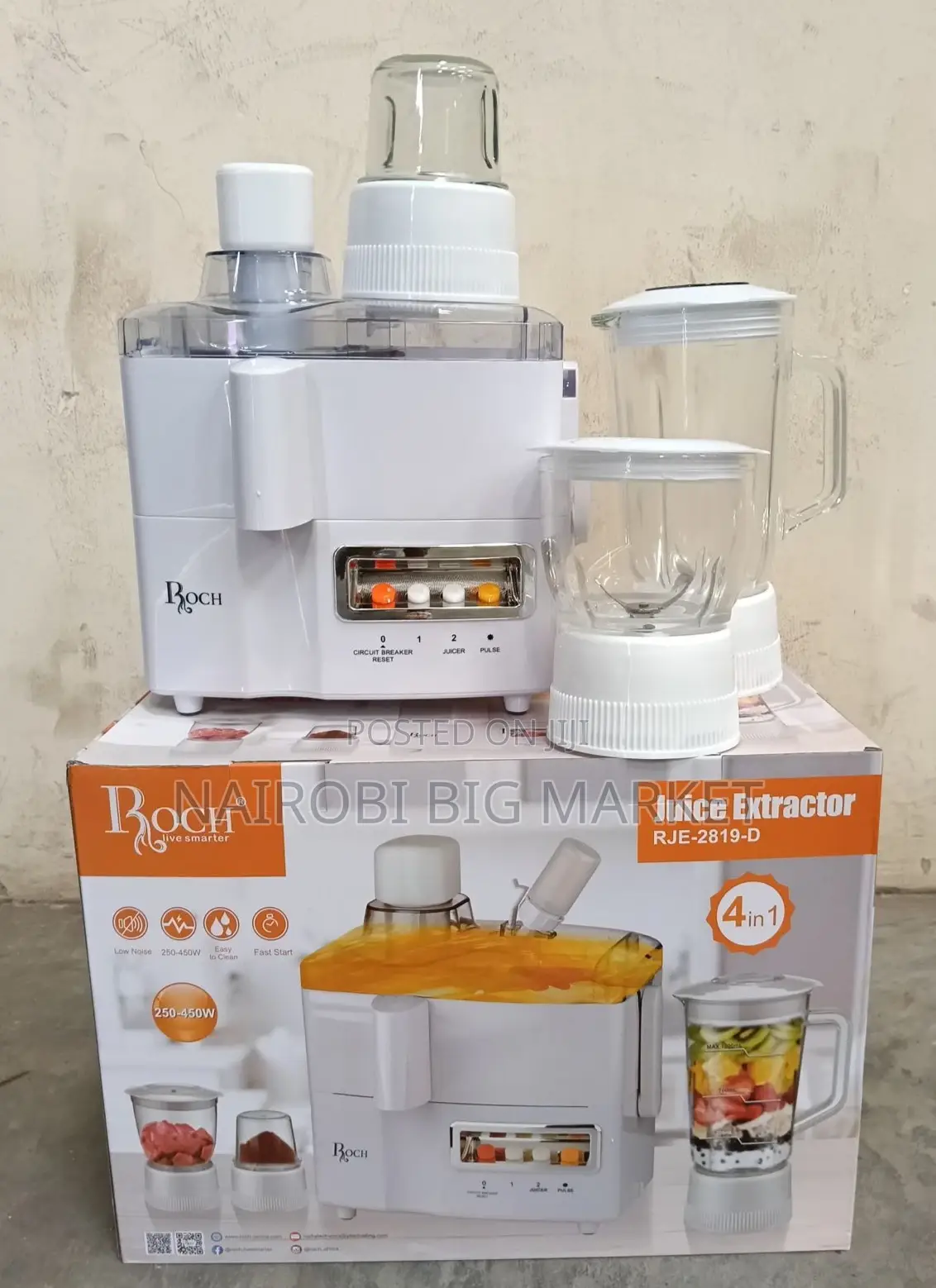 Roch 4 in 1 Juicer -Blender-Grinder and Mill Food Proceser