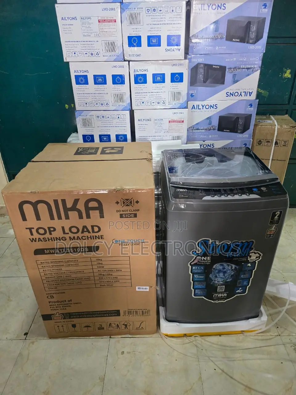 Mika Washing Machine, 10kg, Top Load Washer, Dark Silver