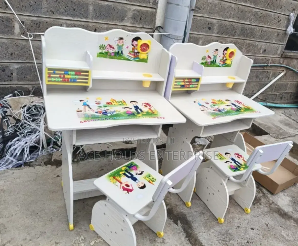 White Kids Desk - Sturdy Wooden Table for Home Use Study