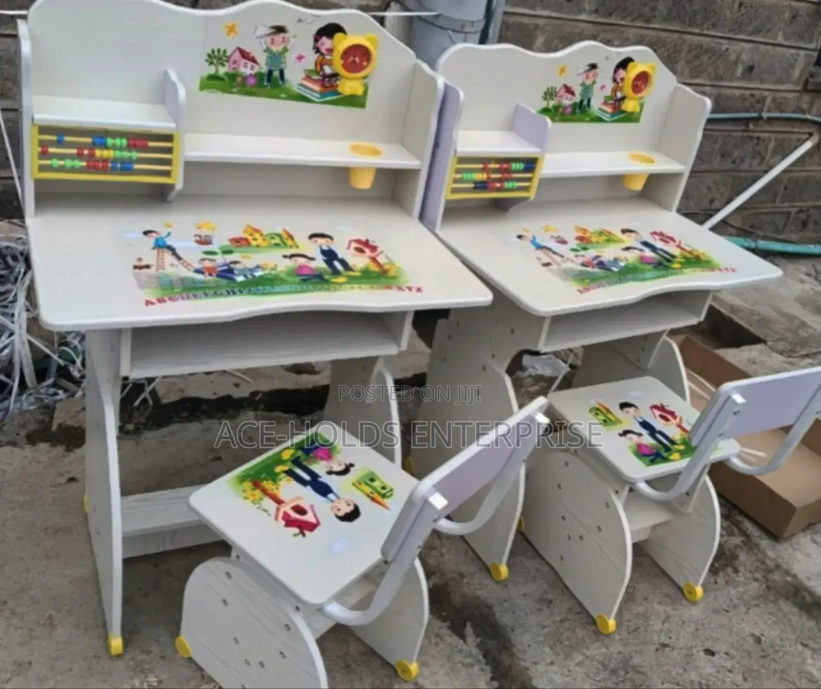 White Kids Desk - Sturdy Wooden Table for Home Use Study