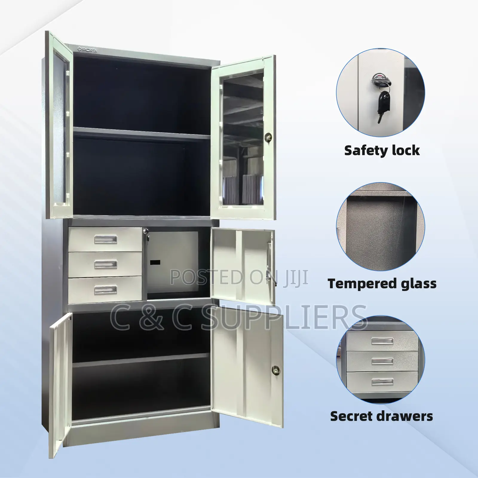 Steel Lockable Office Cabinet With Safe