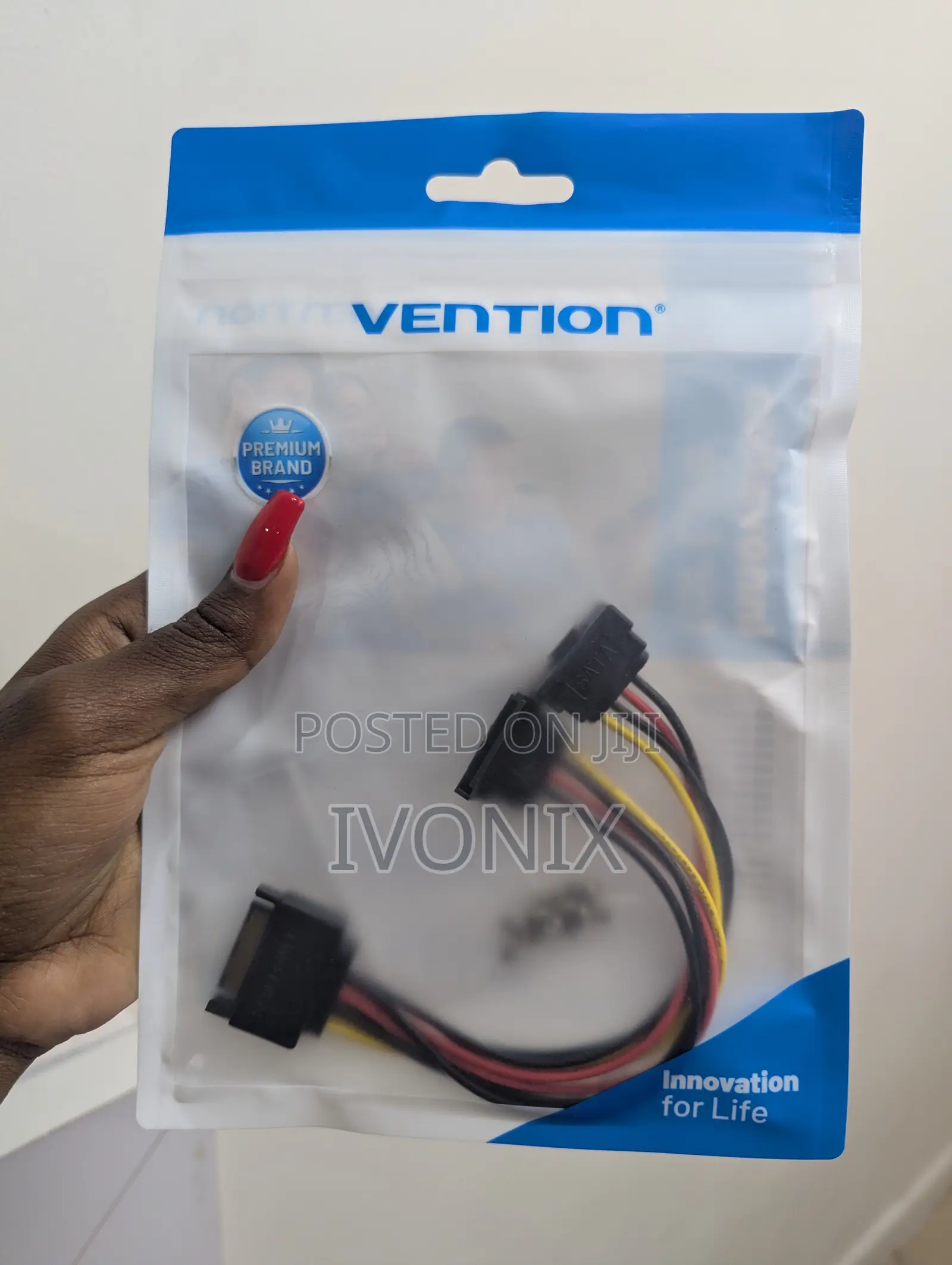 Vention Sata 15p Male To Female Power Splitter Cable 0.15m Black
