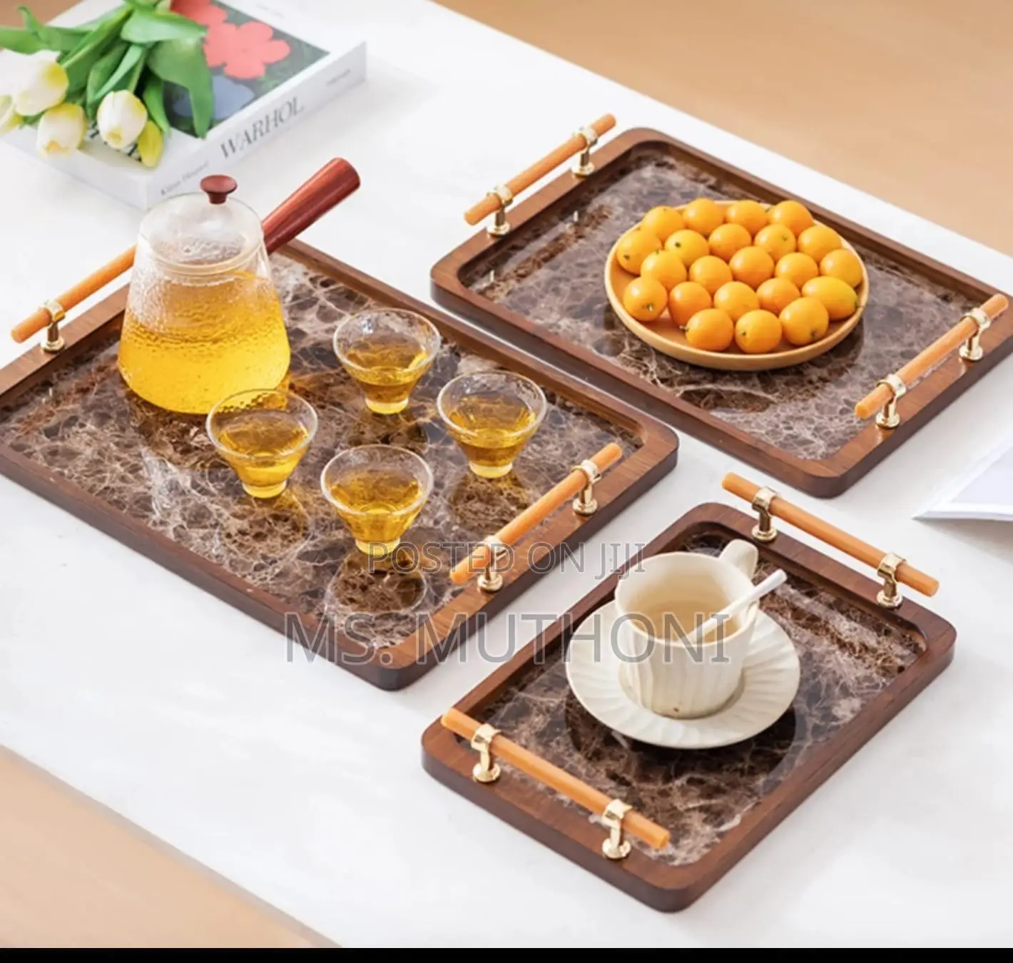 3-Piece Vanity Serving Tray for Breakfast /Bathroom