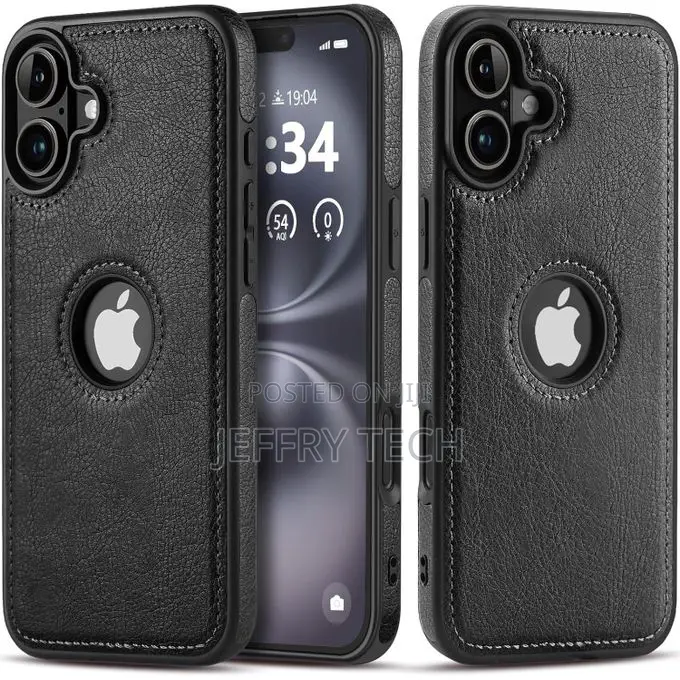 Case Upgraded Retro Leather Back Cover for iPhone 16-Black