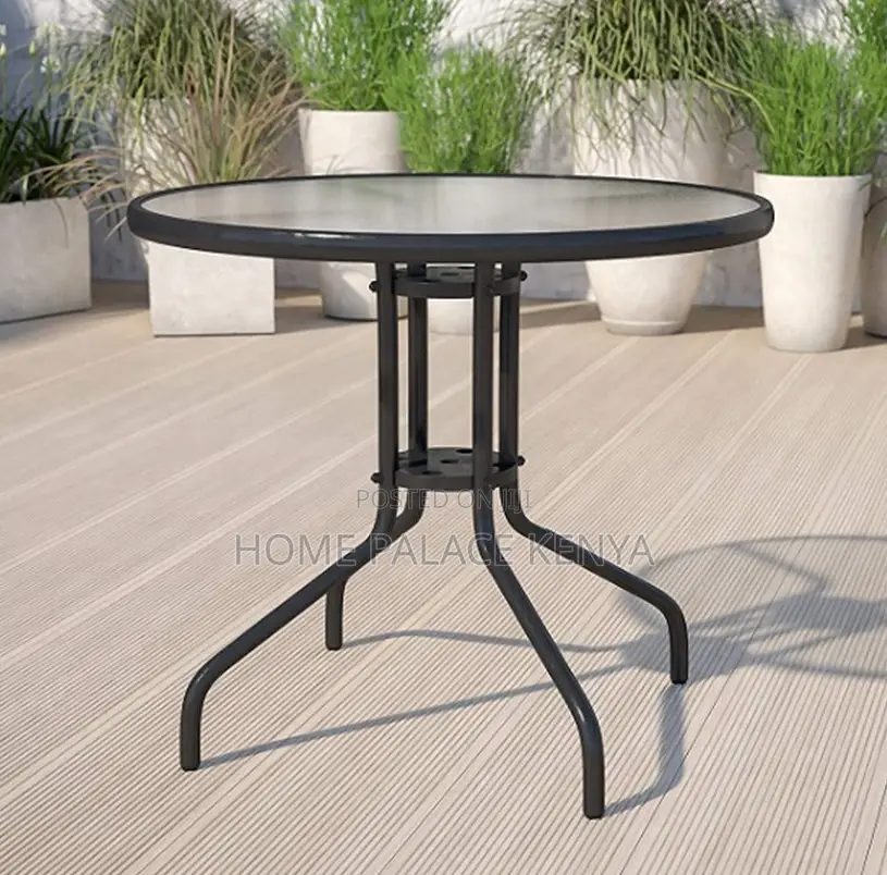 Outdoor Table: Wave Glass Patio Table With Umbrella Hole
