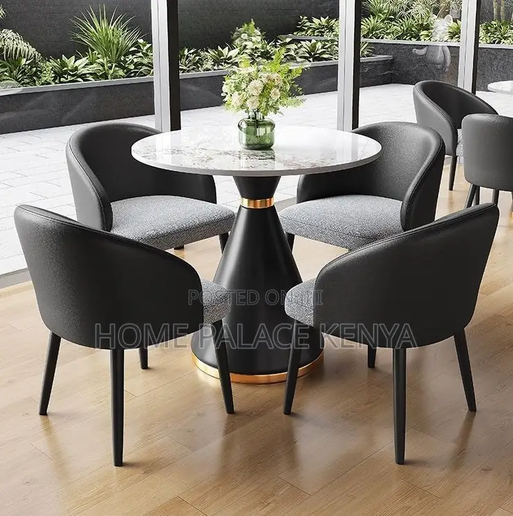 Marble Top: Black Conical Base Coffee Table