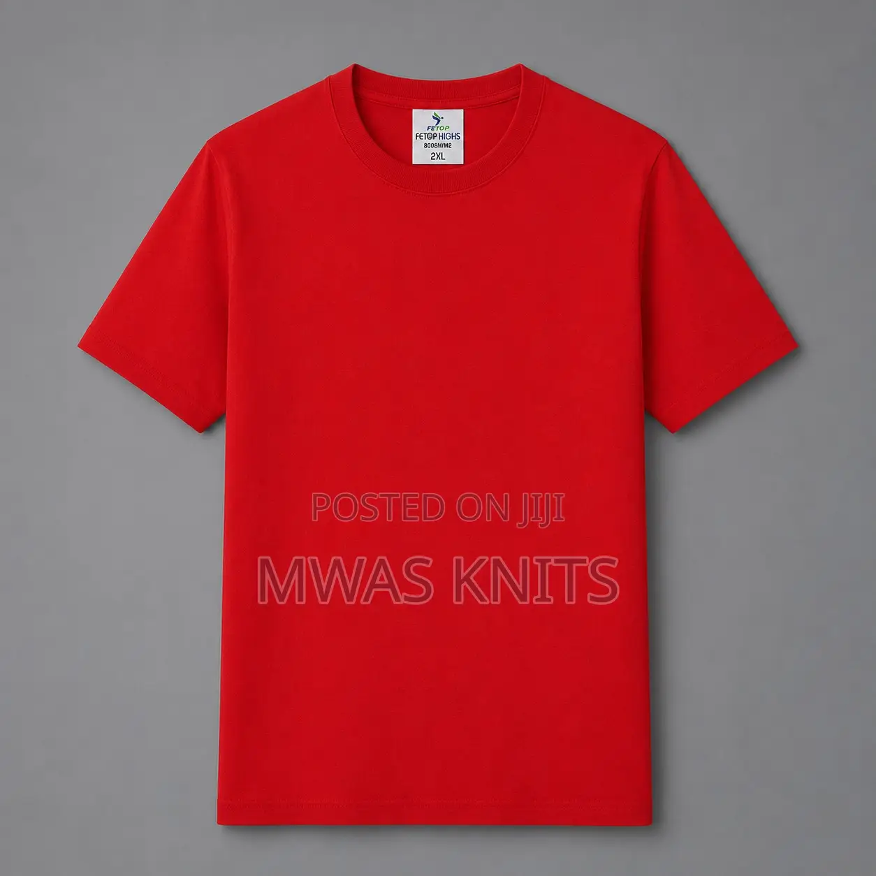 Fetop Red Round Neck T Shirt