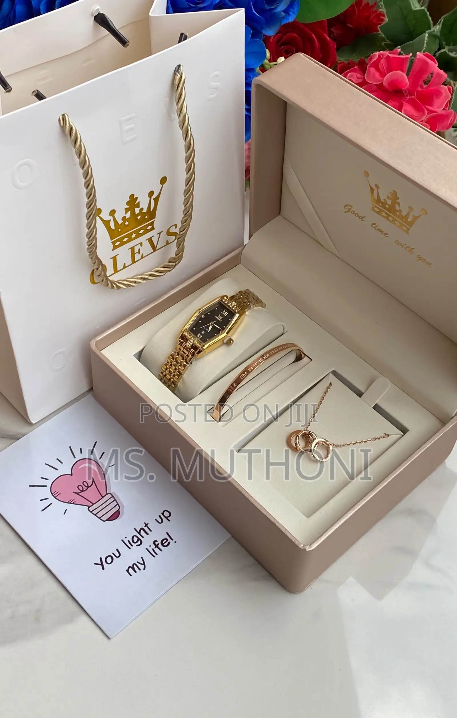 Ladies Customizable 3 Pcs Gift Sets ( Boxed + Bag + Card )