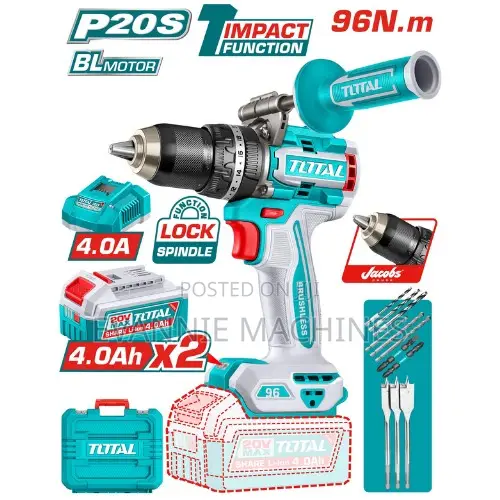 Total Tidli209686 Brushless Cordless Impact Drill 96nm