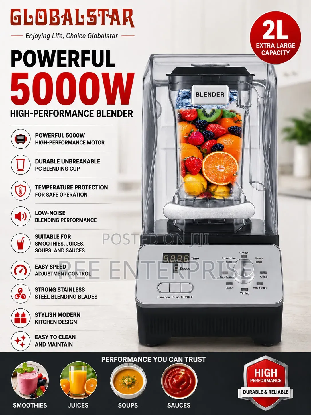 5000 Watts Gs-1682 5000w 2l Silent Globalstar Blender