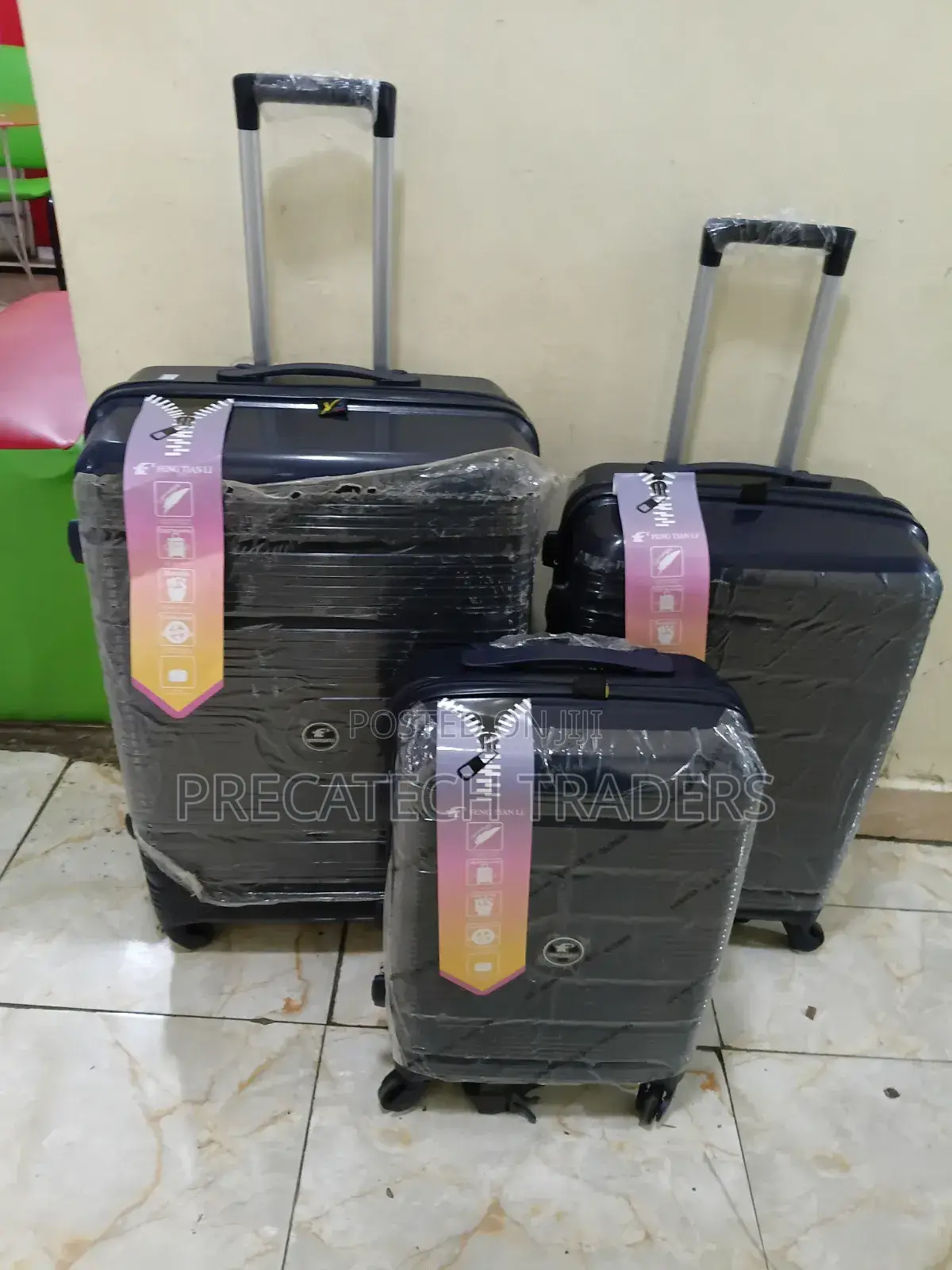 3in1 Rubber Suitcase Set With Spinner Wheels