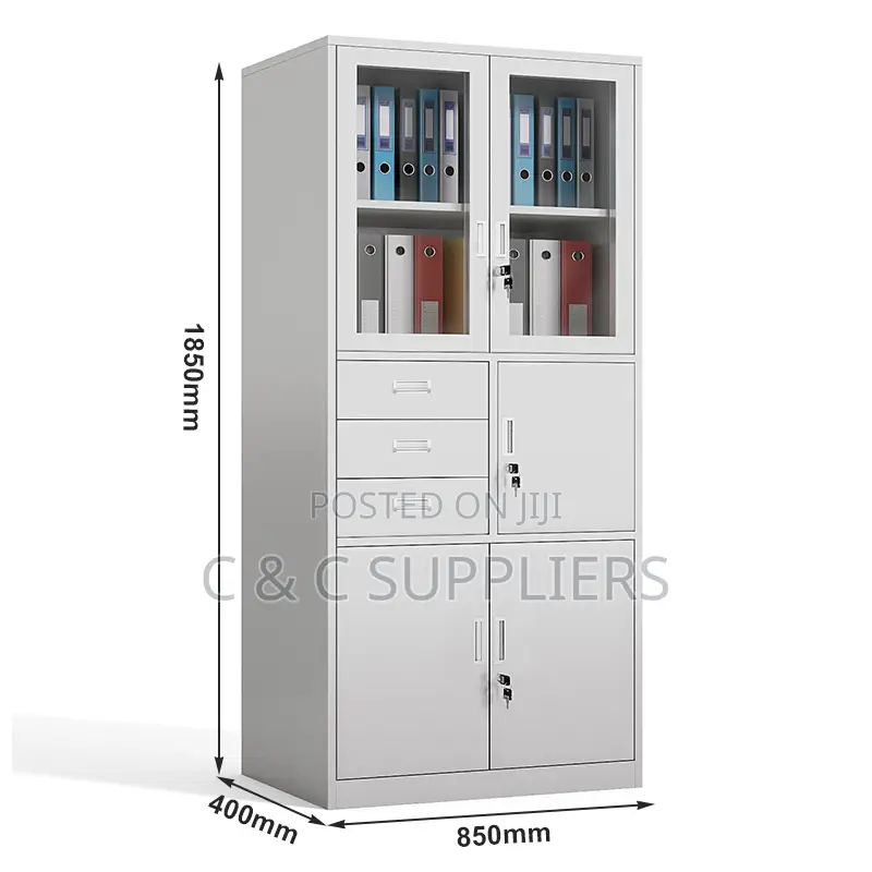 2-Swing Door Display Cabinet With Safe