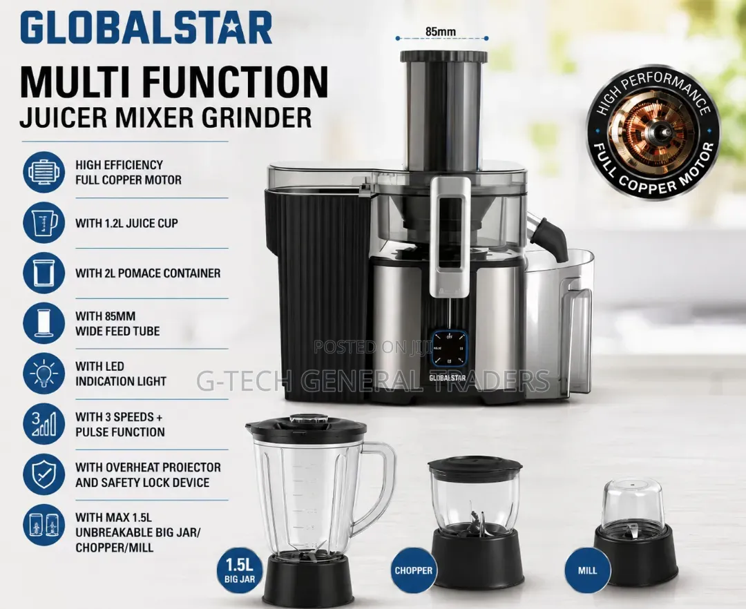 Globalstar Multifunctional Food Processor With 1.5l Unbreakable Jar