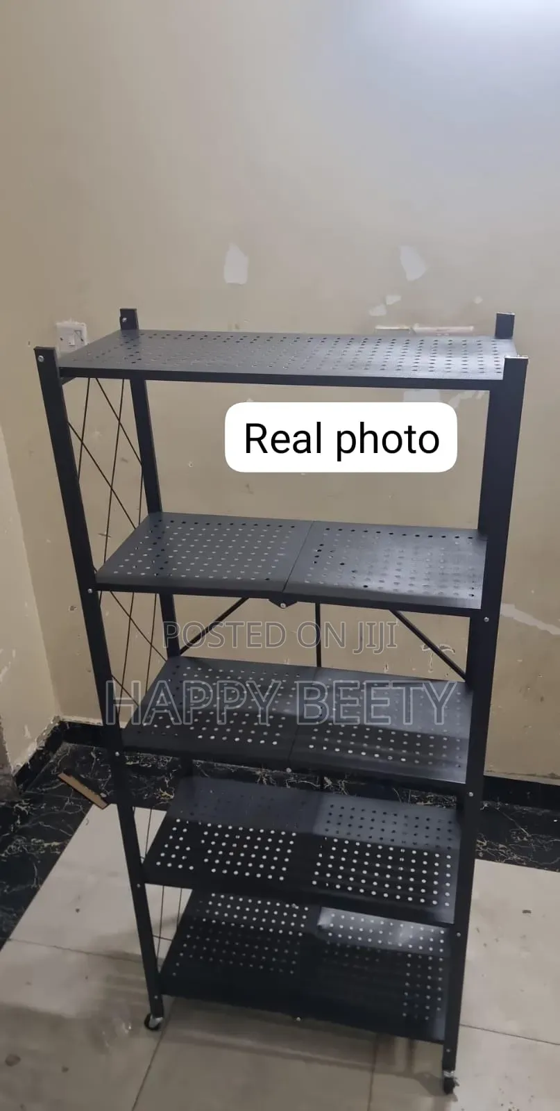 Foldable 5 Layer Metallic Trolley Rack