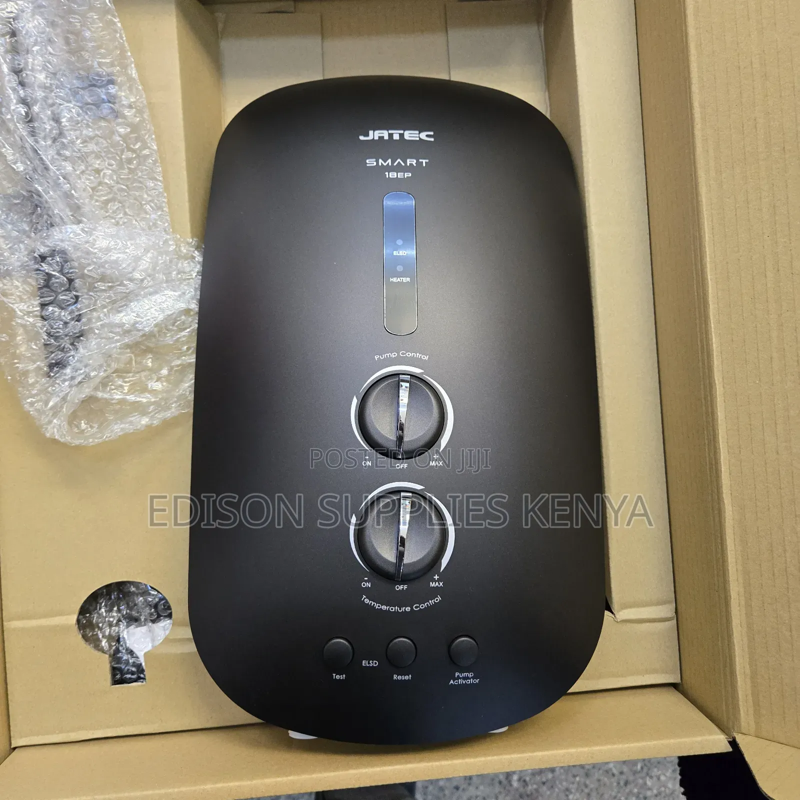 Jatec Rainshower Black Instant Shower Tankless Water Heater Overhead