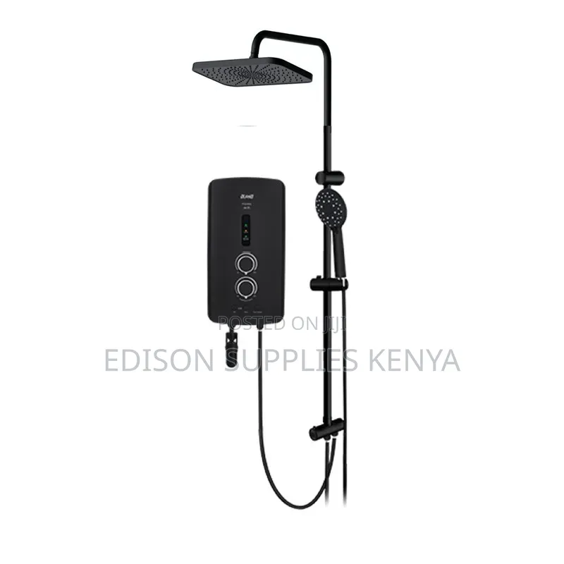 Jatec Rainshower Black Instant Shower Tankless Water Heater Overhead