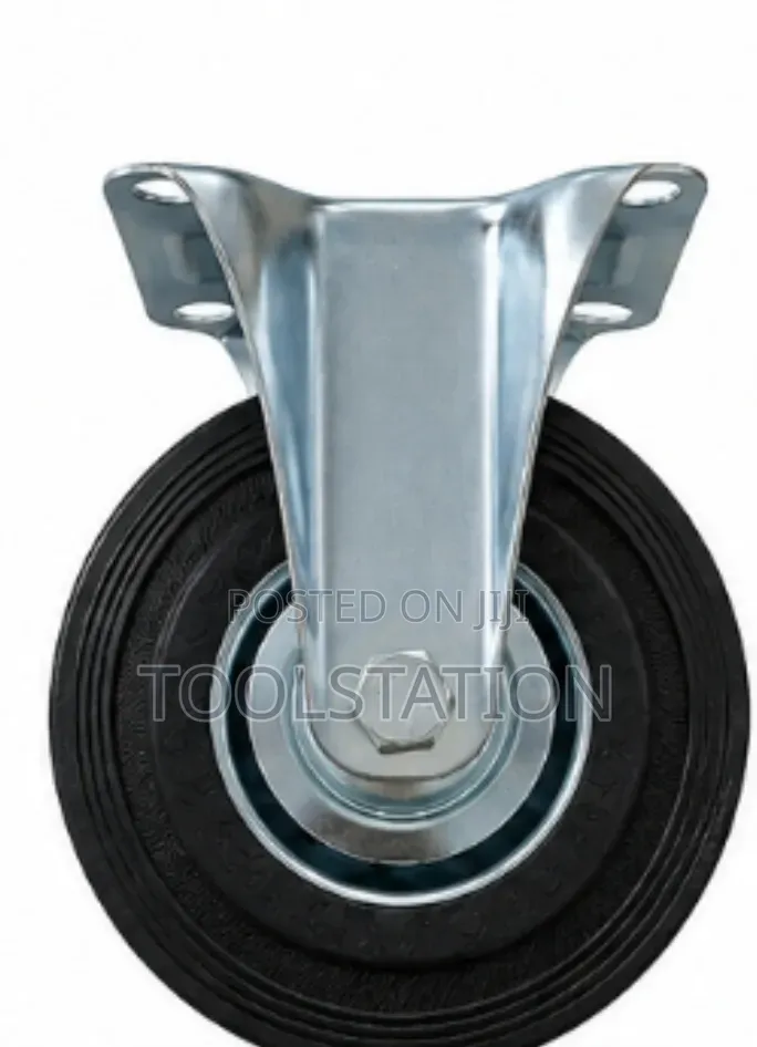 Black Rubber Castor Wheels 5 Inch With Fix Plate Set of 4