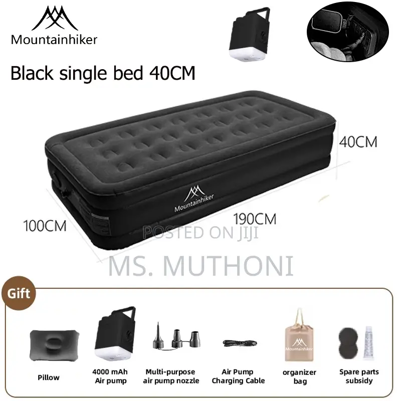 Single-High Inflatable Air Mattress Bed With Inbuilt Pump 2 Pillows