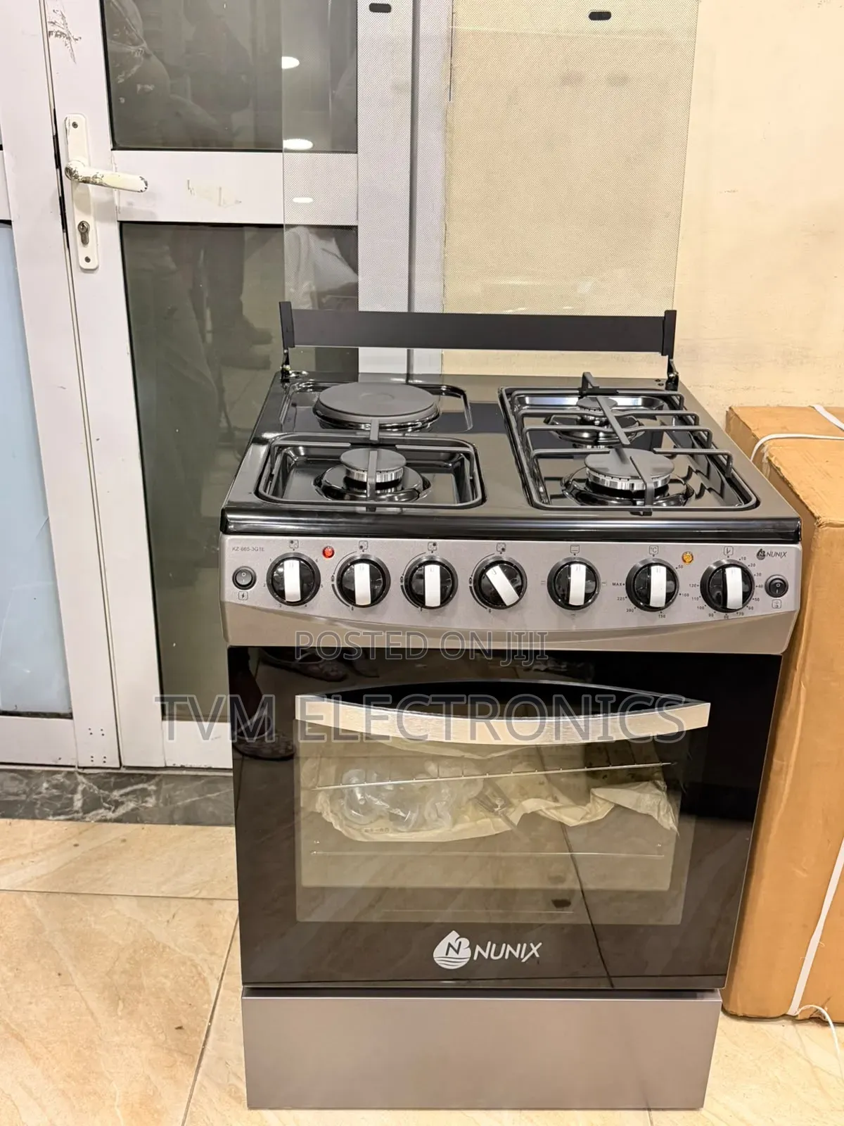 Nunix 60×65 Kz665-3g1e 3 Gas + 1 Electric With Electric Oven-Silver