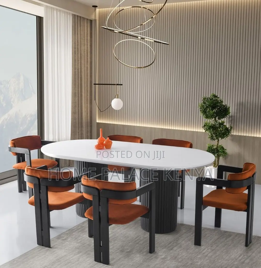 Dining Set: Retro French Wooden Dining Set for 6