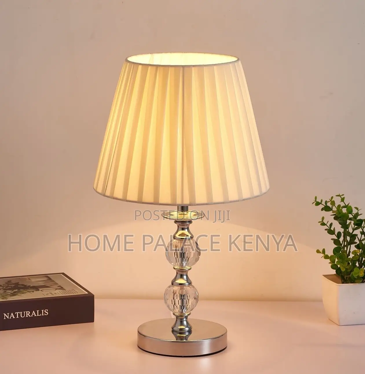 Bedside Lamp: White Linen Pleated Decorative Lampshade