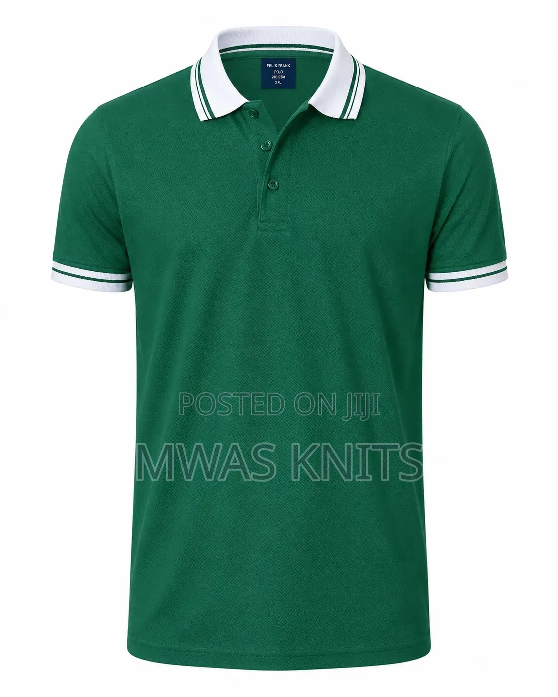Kenya Green Collar White Polo T Shirt Fashion Cotton