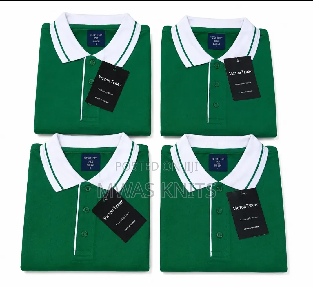 Kenya Green Collar White Polo T Shirt Fashion Cotton