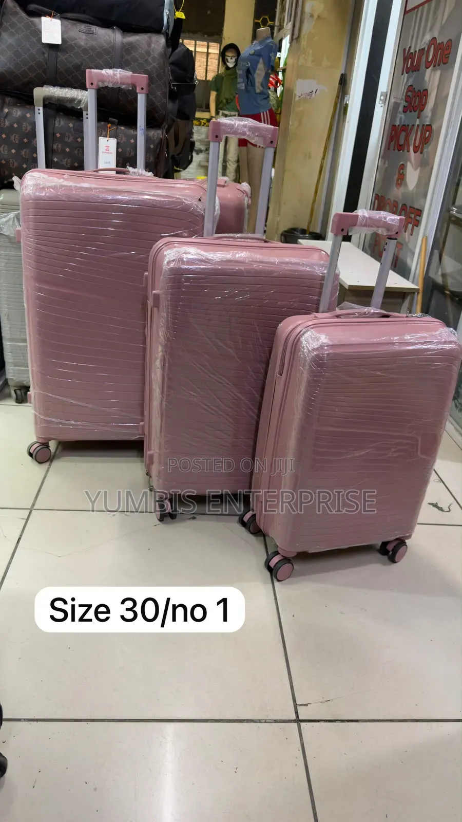 Peach Rose Gold Rubber Suitcase Xl Size 3 Inn1 at 8500