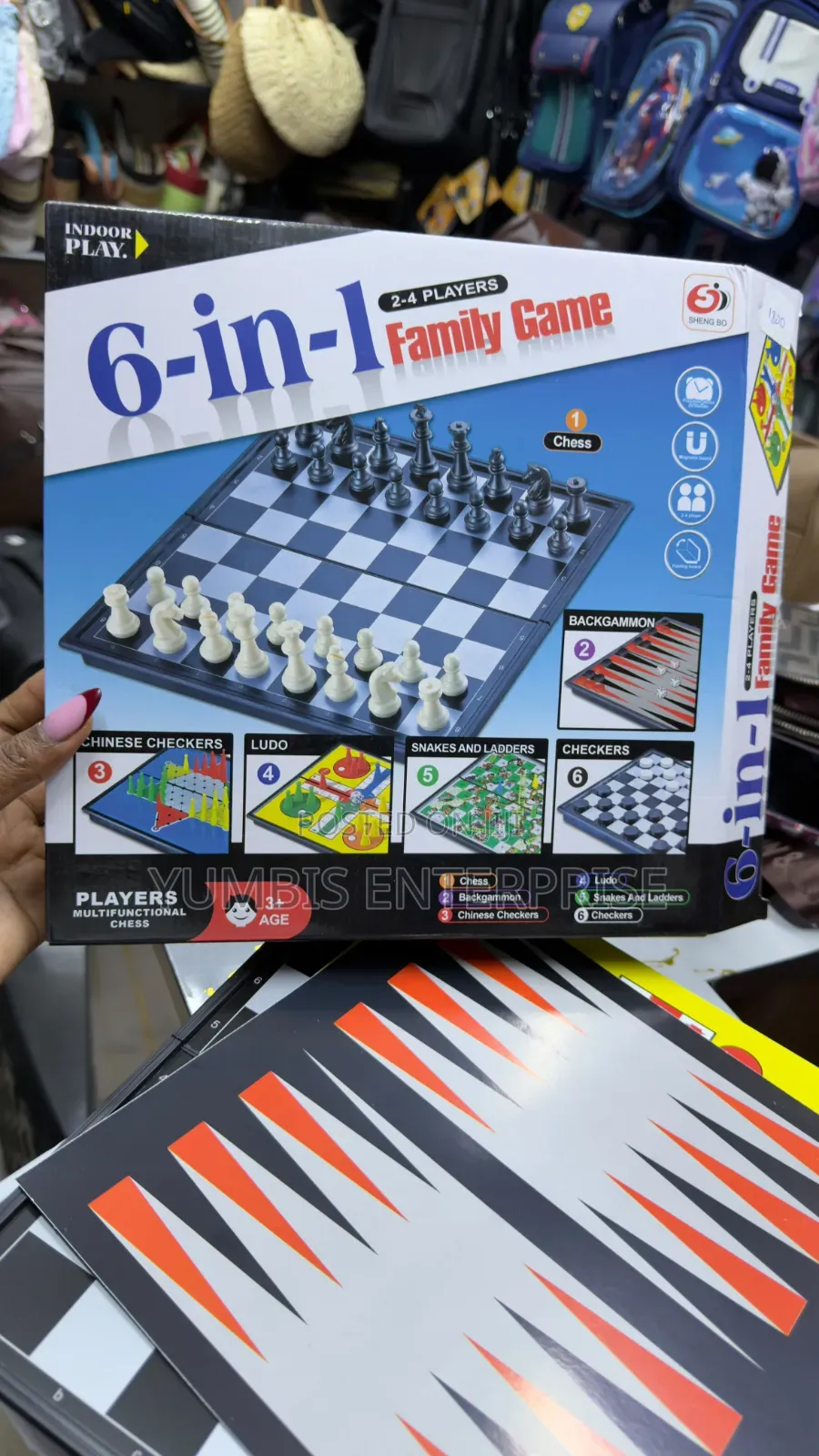 6 in 1 Board Games Chess,Checkers,Backgammon,Ludo,Snake Ladder