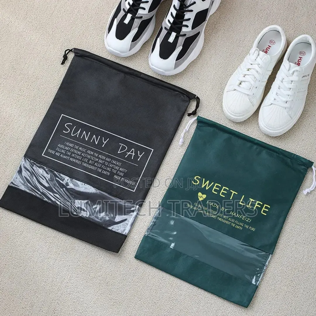 Travel Shoe Storage Bag Non Woven, Drawstring for Shoes Clothes