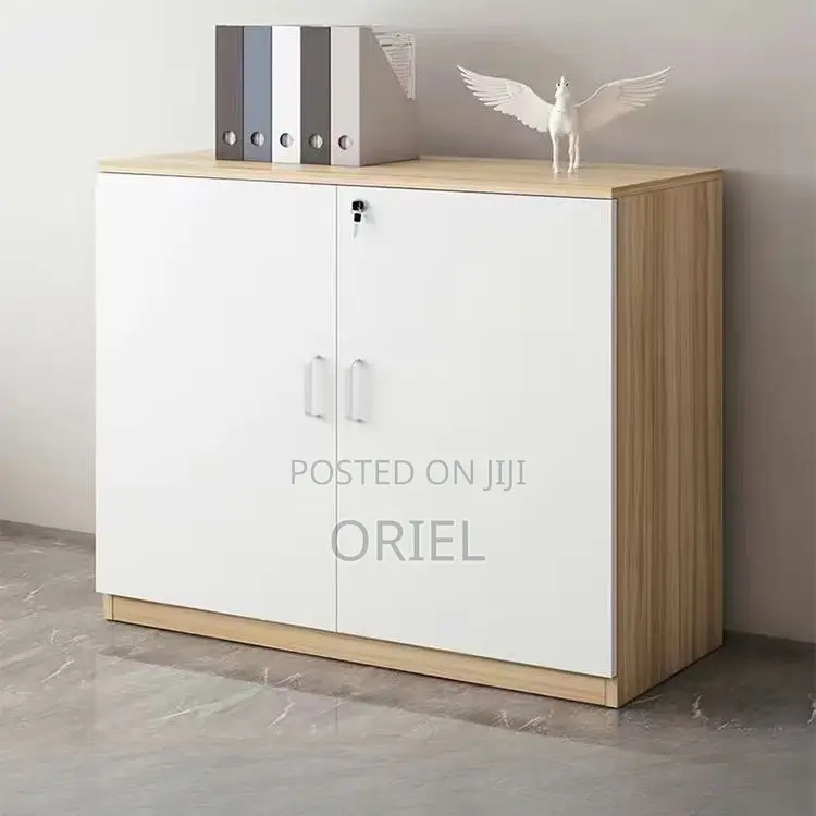 Office Credenza : 2-Door White Wooden Credenza