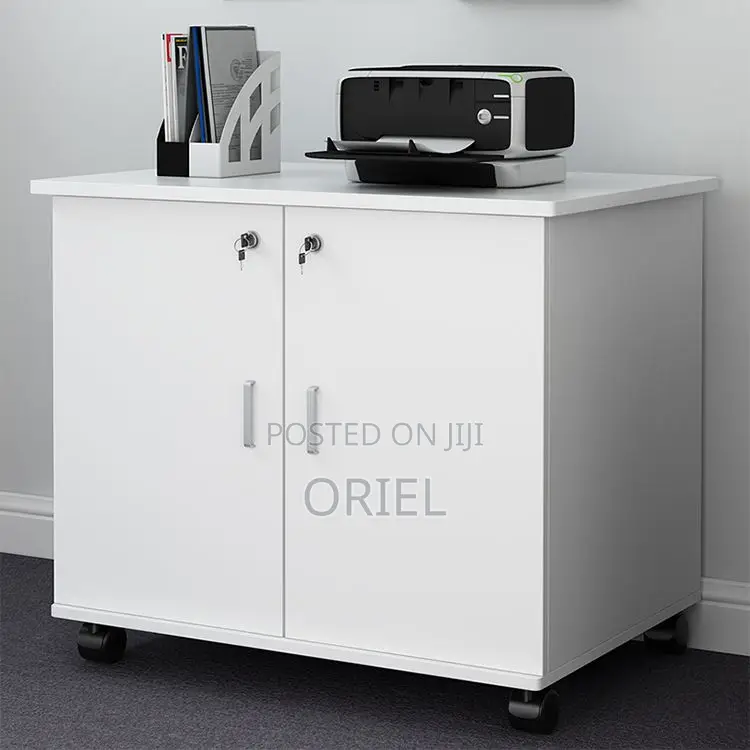 Office Credenza : 2-Door White Wooden Credenza