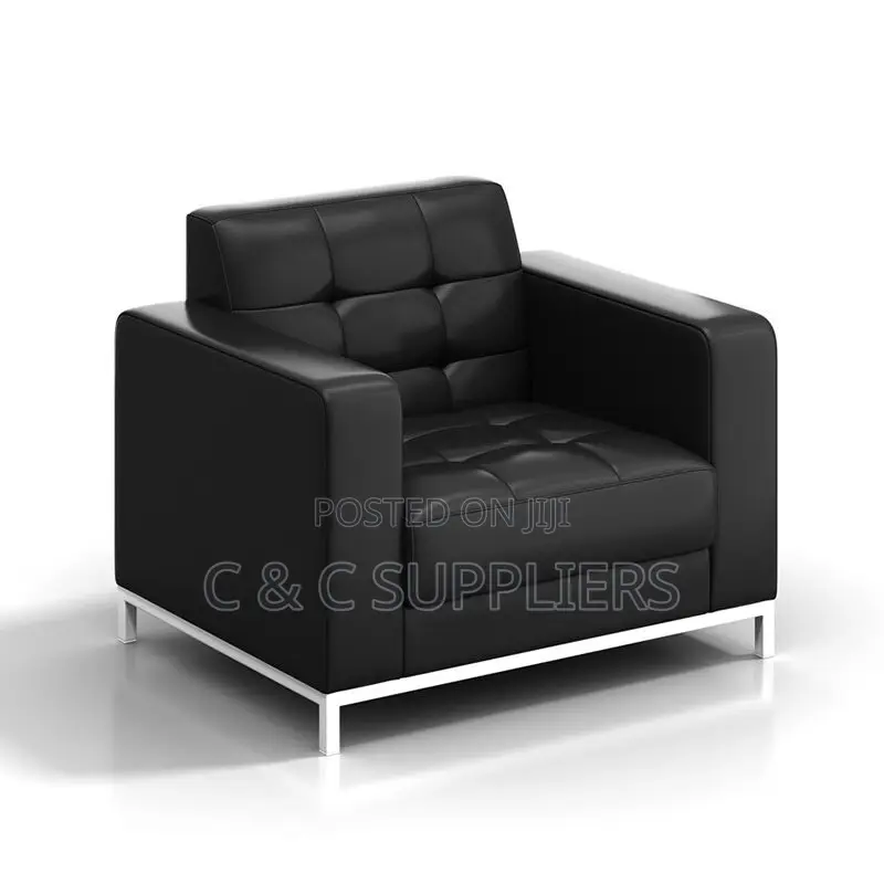 5-Seater Black Waiting Sofa Set