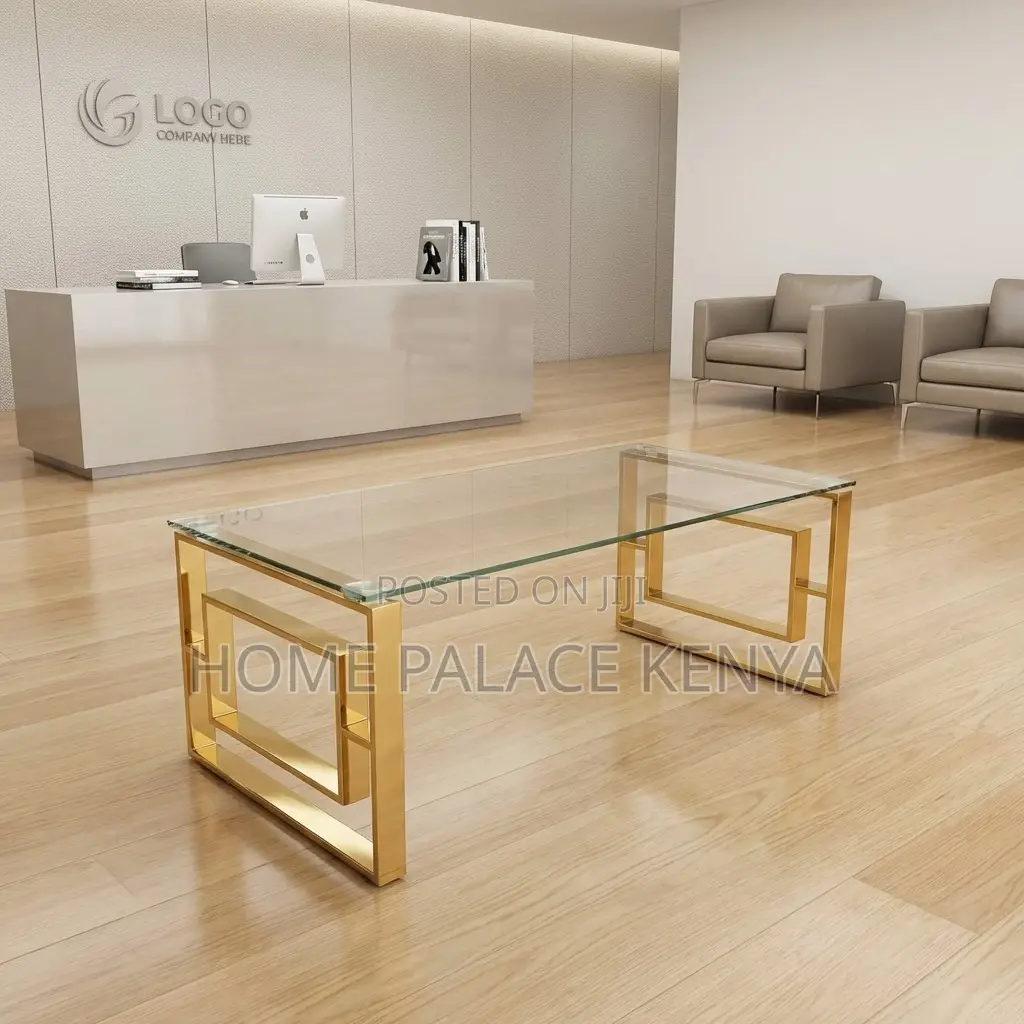 Coffee Table: Rectangular Clear Lined Steel Living Room Table