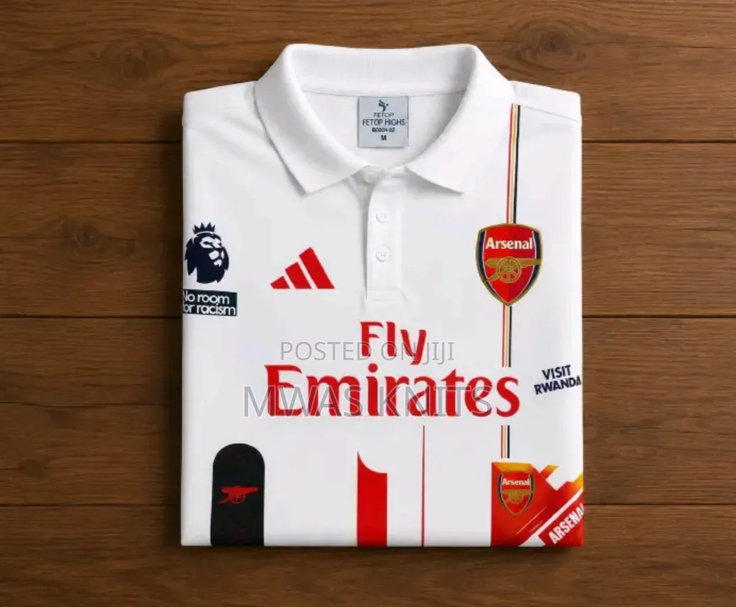 Arsenal Premier League White Polo Jersey Unisex Shirt Clothing
