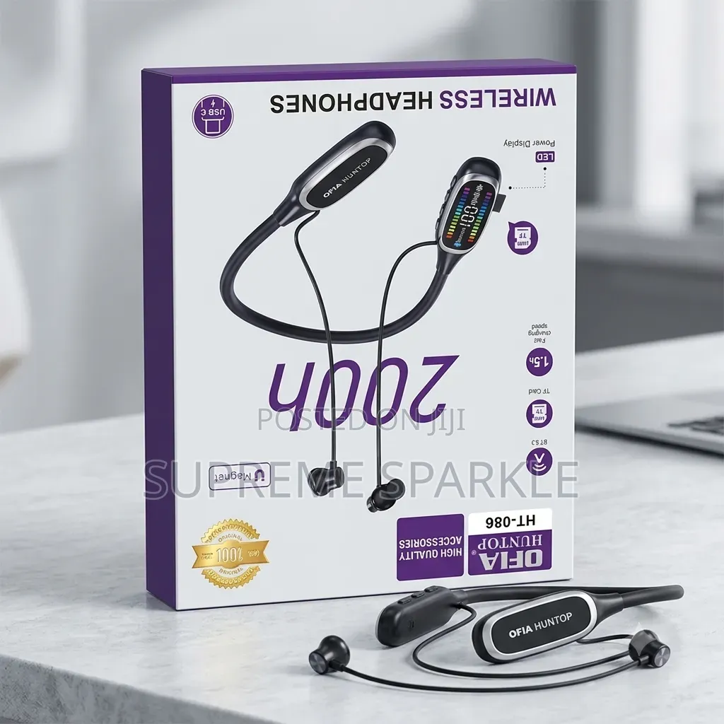 Ofia Huntop Ht-086 Wireless Headphones/Neckband, With Led Display.