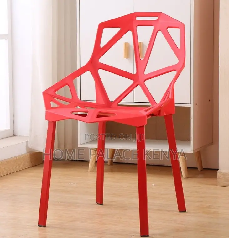 Plastic Chair: Creative Hollow Geometric Back Dining Chair