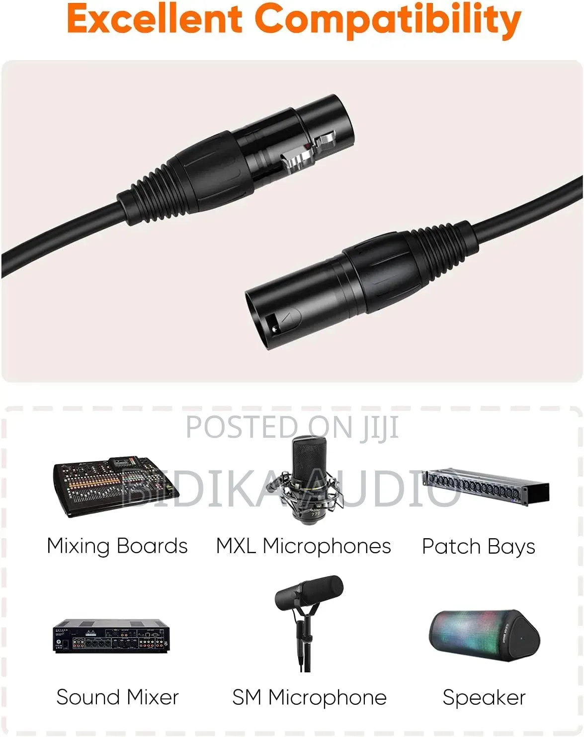 XLR Male to XLR Female Cable 3 Metres