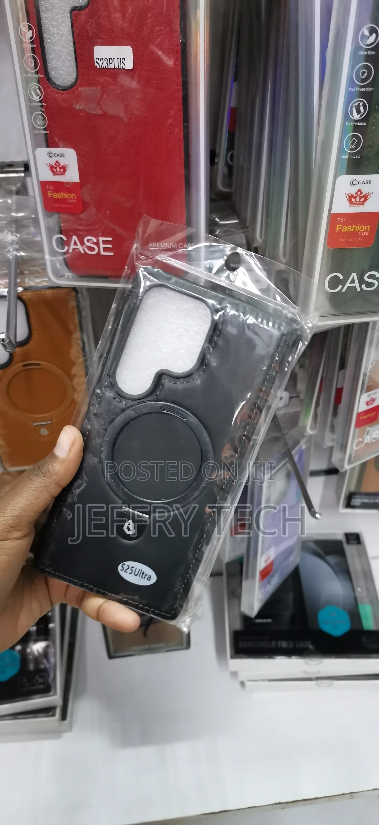 Samsung Galaxy S25 Ultra Elegant Black Leather-Texture Finish Cover