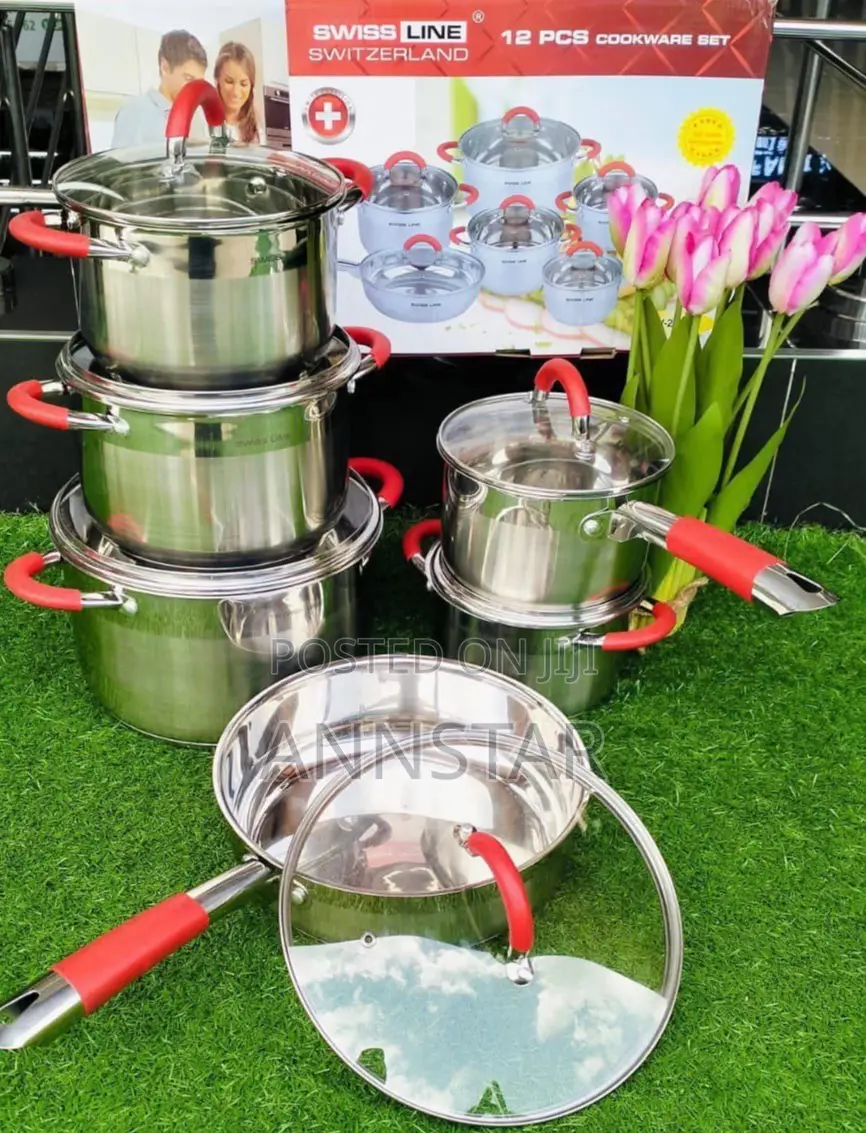 Signature 12pcs Stainless Steel Cookware Set With Glass Lid