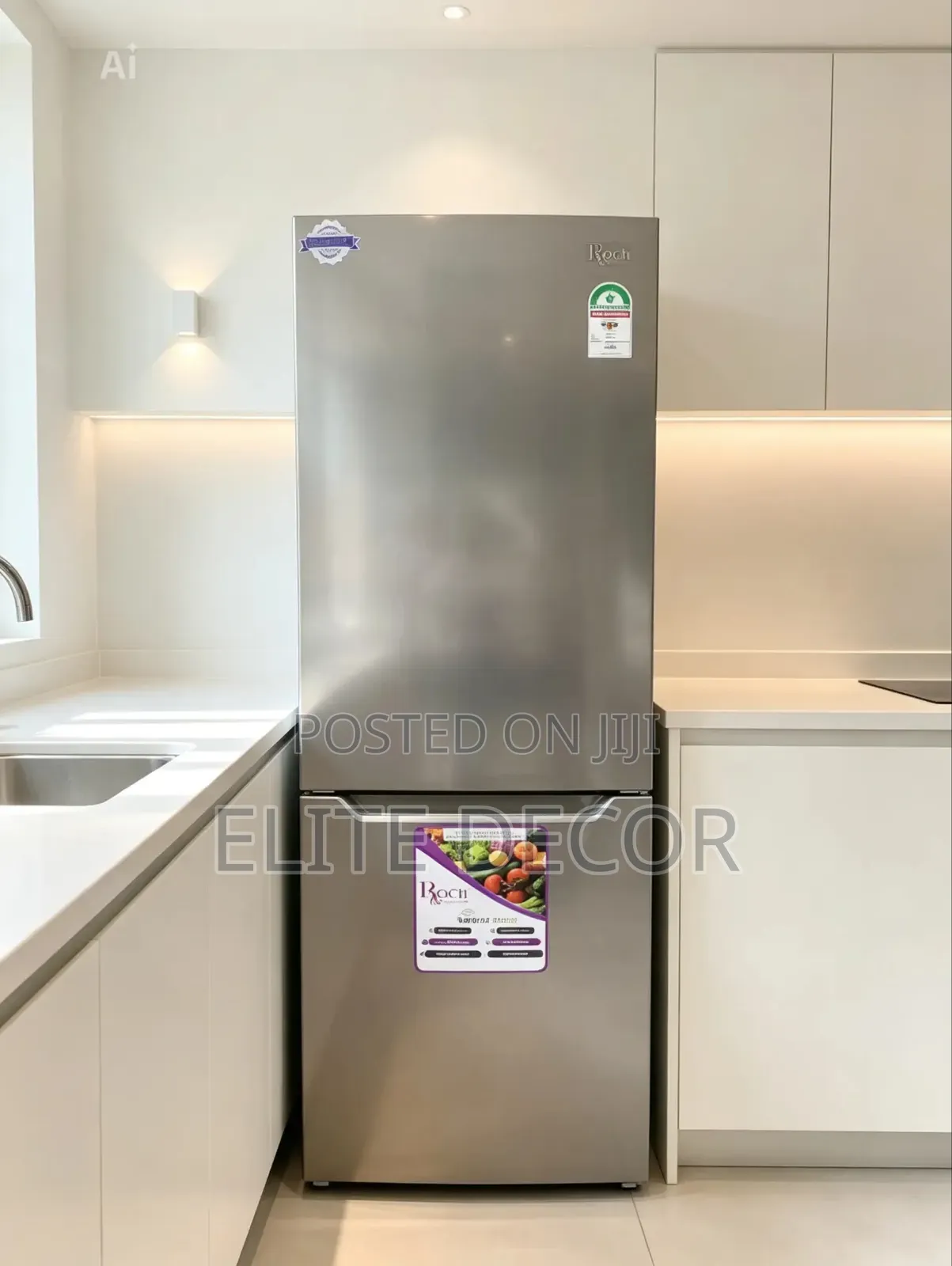 Roch 330l Double Door No Frost Bottom Freezer Refrigerator –