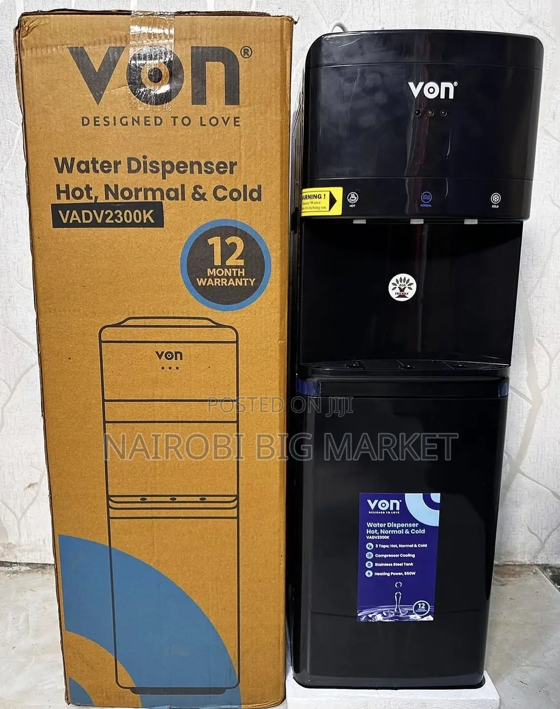 Von Water Dispenser 3 Taps Hot, Normal and Cold