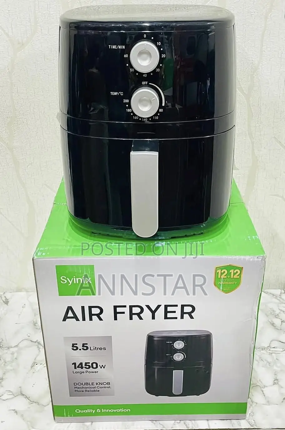 Syinix 5.5l Air Fryer With Double Knob