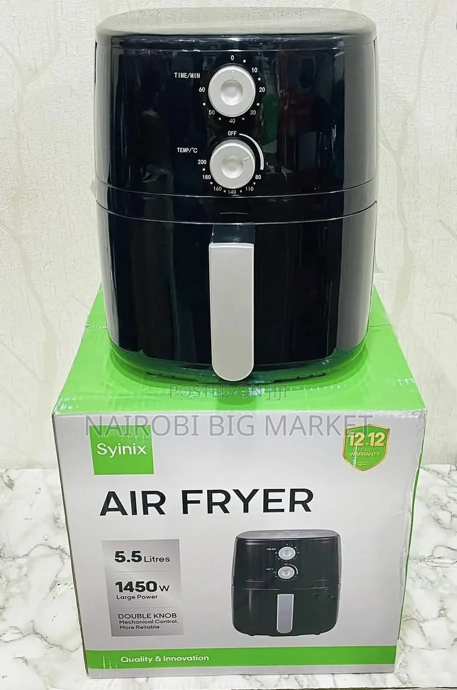 Syinix 5.5l Air Fryer With Double Knob