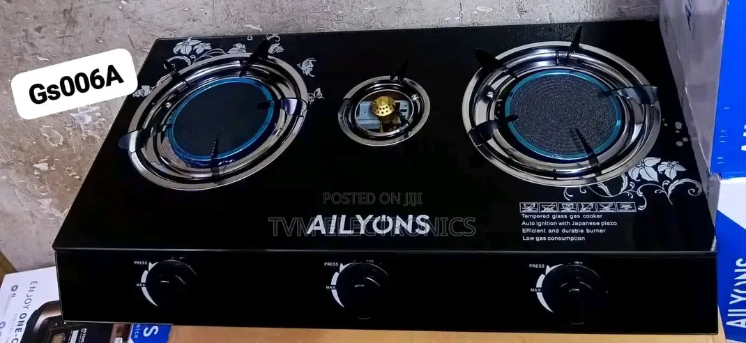 Ailyons 3 Burner Glass Top Gas Cooker Infrared Double Burner