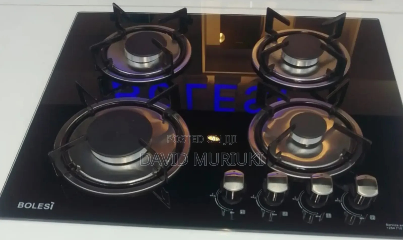 Bolesi Hob 4 Gas Burners Inbuilt Glass Tampared Gas Hod
