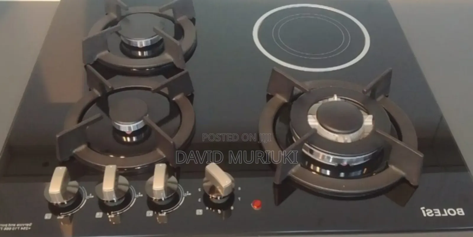 Bolesi Hob 3 Gas Burners +1 Infrared Electric With Gas Sensor.
